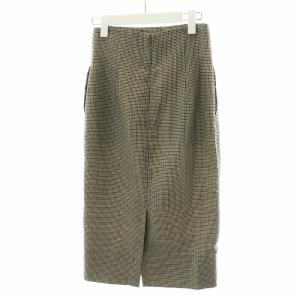 MADISONBLUE タイトスカート ミモレ ロング 千鳥格子柄 ウール S ベージュ 黒 ブラック /AN35