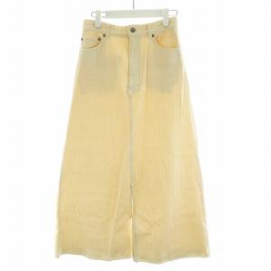 フレアスカート ロング丈 コットン スリット XS アイボリー