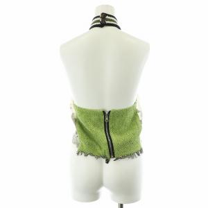 AKANE UTSUNOMIYA ビスチェ カットソー ノースリーブ シルク 絹 麻 リネン混 36 S アイボリー 緑 グリーン