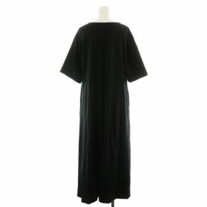 ebure ワンピース ロング丈 5分袖 コットン 36 S 黒 ブラック
