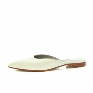 MANOLO BLAHNIK タザ TAZA ミュール スクエアトゥ ローヒール レザー 35.5 22.5cm 白 ホワイト