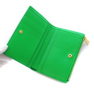 BOTTEGA VENETA カセット ミディアム マキシイントレチャート 二つ折り財布 レザー グリーン