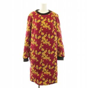 ワンピース 花柄刺繍 36 レッド ゴールド