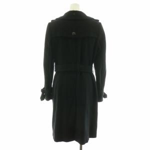 BURBERRY LONDON コート ロング丈 ベルト付き ウール カシミヤ混 アウター 38 M 黒 ブラック