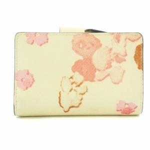 COACH ミディアム コーナージップ ウォレット 二つ折り財布 小銭入れあり 花柄 プリント PVC レザー 白 ホワイト ピンク CR792