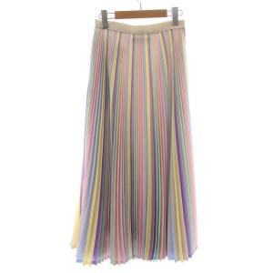 20SS プリーツスカート フレア ロング マキシ ストライプ パステルカラー 34 S マルチカラー