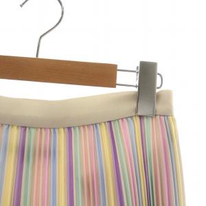 TSURU by Mariko Oikawa 20SS プリーツスカート フレア ロング マキシ ストライプ パステルカラー 34 S マルチカラー