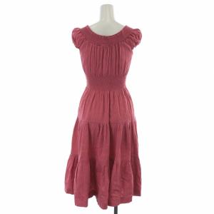 Theory CRUNCH HALDENA タグ付き ティアードワンピース ロング ミモレ 半袖 2 M ピンク