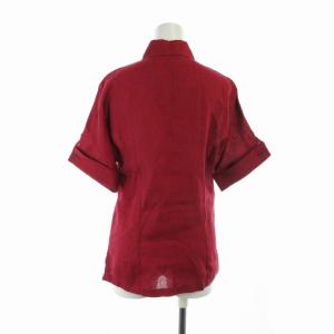 Max Mara シャツ ブラウス 麻 リネン 半袖 40 L 赤 レッド
