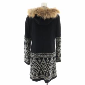 GRACE CONTINENTAL ダッフルコート ミドル フード ネイティブ ラクーンファー ウール 36 S 黒 ブラック