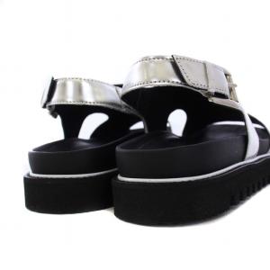 PLAN C プラットフォーム サンダル フスベット カットアウト バックストラップ 38 25cm シルバー ブラック