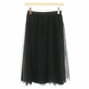 M'S GRACY 21SS ドット柄チュールスカート ひざ丈 フレア ギャザー イージー 40 L 黒 ブラック