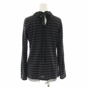 sacai luck カットソー ボーダー チュール リボン 長袖 2 M 黒 ブラック