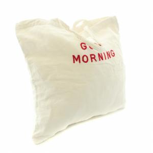 R＆D.M.Co- トートバッグ 麻 リネン ロゴ刺繍 白 ホワイト 赤 レッド