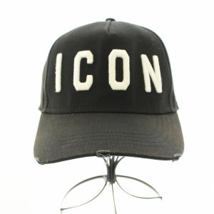 DSQUARED2 Be Icon Baseball Cap ビーアイコンベースボールキャップ 野球帽 帽子 ダメージ加工 ロゴ 刺繍 黒 ブラック