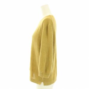 humoresque ピケニット PIQUE KNIT セーター クルーネック 五分袖 麻 リネン 絹 シルク混 黄 イエロー