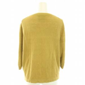 humoresque ピケニット PIQUE KNIT セーター クルーネック 五分袖 麻 リネン 絹 シルク混 黄 イエロー