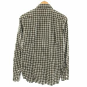 BARBA ネルシャツ チェックシャツ スタンダードカラー 長袖 チェック柄 40 M 茶 ブラウン