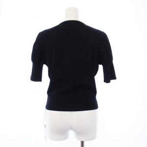 FOXEY NEW YORK 23年製 Le Jardin Cardigan カーディガン ニット クルーネック 半袖 40 M 紺 ネイビー 43586