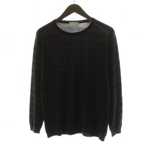 JOHN SMEDLEY ジョンスメドレー ニット カットソー 長袖 ボーダー柄 ウール M グレー 赤 レッド 579-5260000