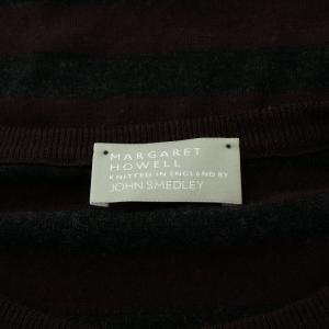 MARGARET HOWELL JOHN SMEDLEY ジョンスメドレー ニット カットソー 長袖 ボーダー柄 ウール M グレー 赤 レッド 579-5260000