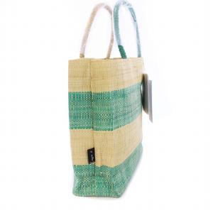 agnes b. タグ付き 23SS イエナ別注 マダガスカル トートバッグ ハンドバッグ ラフィア ボーダー ベージュ グリーン 緑