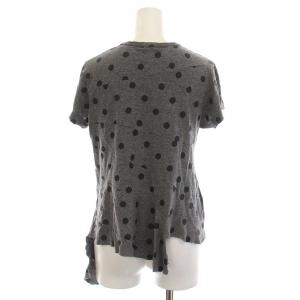 Tao AD2003 Tシャツ カットソー 変形 アシンメトリー ドット 半袖 リネン混 グレー 黒