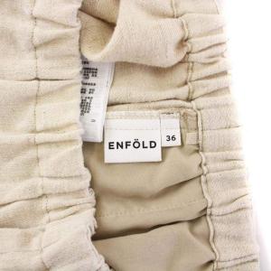ENFOLD リネンライク ワイドパンツ イージー ハイウエスト 36 S ベージュ 300CS631-1830