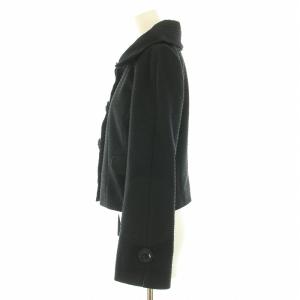 TO BE CHIC ノーカラージャケット ビックカラー アウター ショート丈 40 M 黒 ブラック