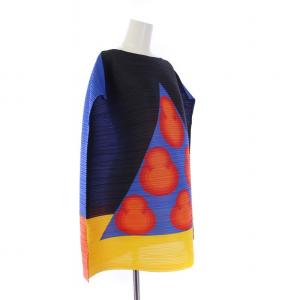 ISSEY MIYAKE IKKO TANAKA 横プリーツ ピラミッド カットソー ボートネック 総柄 マルチカラー 