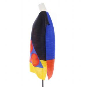 ISSEY MIYAKE IKKO TANAKA 横プリーツ ピラミッド カットソー ボートネック 総柄 マルチカラー 
