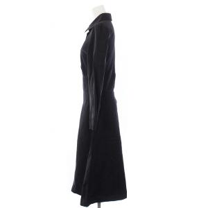 Max Mara シャツワンピース 長袖 ロング ハーフボタン プルオーバー 総柄 36 XS 黒 ブラック