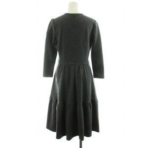 BORDERS at BALCONY ワンピース ミモレ ロング 長袖 ウール 36 S グレー