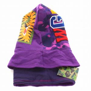 A BATHING APE SHARK FACE MASK シャークフェイスマスク シャークパーカー ネックウォーマー コットン F 紫 パープル