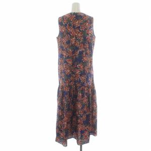DRESSTERIOR フラワーティアードワンピース ロング ミモレ 花柄 36 S グレー 青 ブルー 085-52101