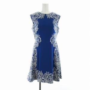 Diagram GRACE CONTINENTAL フレアワンピース ドレス ひざ丈 ノースリーブ 刺繍 36 S 青 ブルー