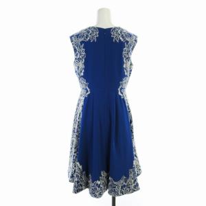 Diagram GRACE CONTINENTAL フレアワンピース ドレス ひざ丈 ノースリーブ 刺繍 36 S 青 ブルー