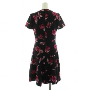 kate spade new york ワンピース ひざ丈 半袖 花柄 2 S 黒 ブラック 紫 パープル NJMU6928