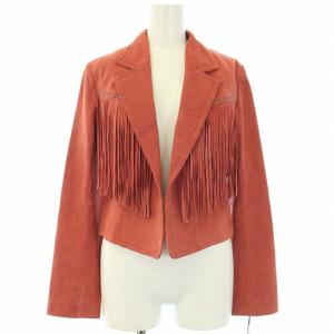 19AW スエードフリンジジャケット やぎ革 レザー アウター 36 S 赤 レッド