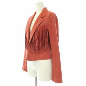 19AW スエードフリンジジャケット やぎ革 レザー アウター 36 S 赤  