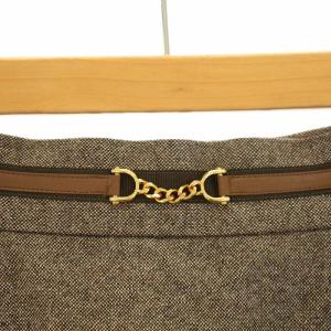 ANAYI 21SS ボックスプリーツスカート ロング ツイード ベルトデザイン 38 M 茶 ブラウン