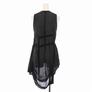 ANN DEMEULEMEESTER シアー シャツ ブラウス ノースリーブ シースルー シルク 絹100％ 34 S 黒 ブラック