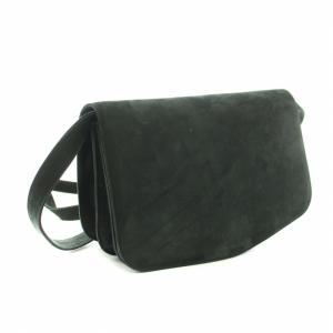 GIORGIO ARMANI ショルダーバッグ スエード 黒 ブラック