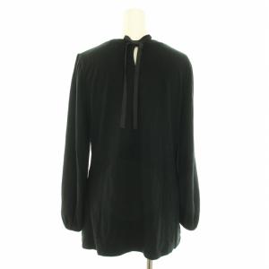 M'S GRACY カットソー ロンT クルーネック 長袖 バックリボン 猫シルエット ラインストーン ウール アンゴラ混 38 M 黒 ブラック