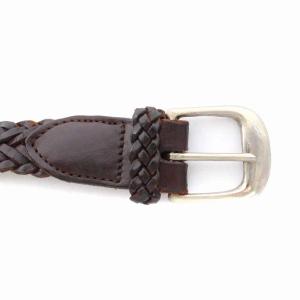 White house Cox メッシュベルト 編み込みレザー 34/85 茶 ブラウン