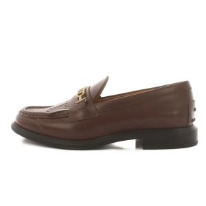 TOD'S 23SS ダブルT チェーン キルティタン ローファー 36 ブラウン