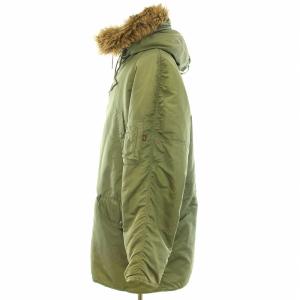 ALPHA INDUSTRIES N-3B フライトジャケット 中綿 アウター ミドル丈 フード ファー ナイロン XL カーキ /BB