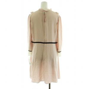 TO BE CHIC ワンピース ひざ丈 長袖 刺繍 レース フリル 40 M ピンク