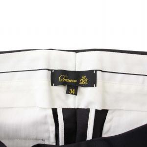 Drawer ウールモヘヤシルクツイルパンツ スラックス テーパード 34 XS 黒 ブラック 6514-236-1351