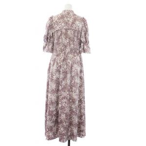 SNIDEL 22SS デコルテオープンワンピース 半袖 ロング 総柄 2 M 紫 パープル